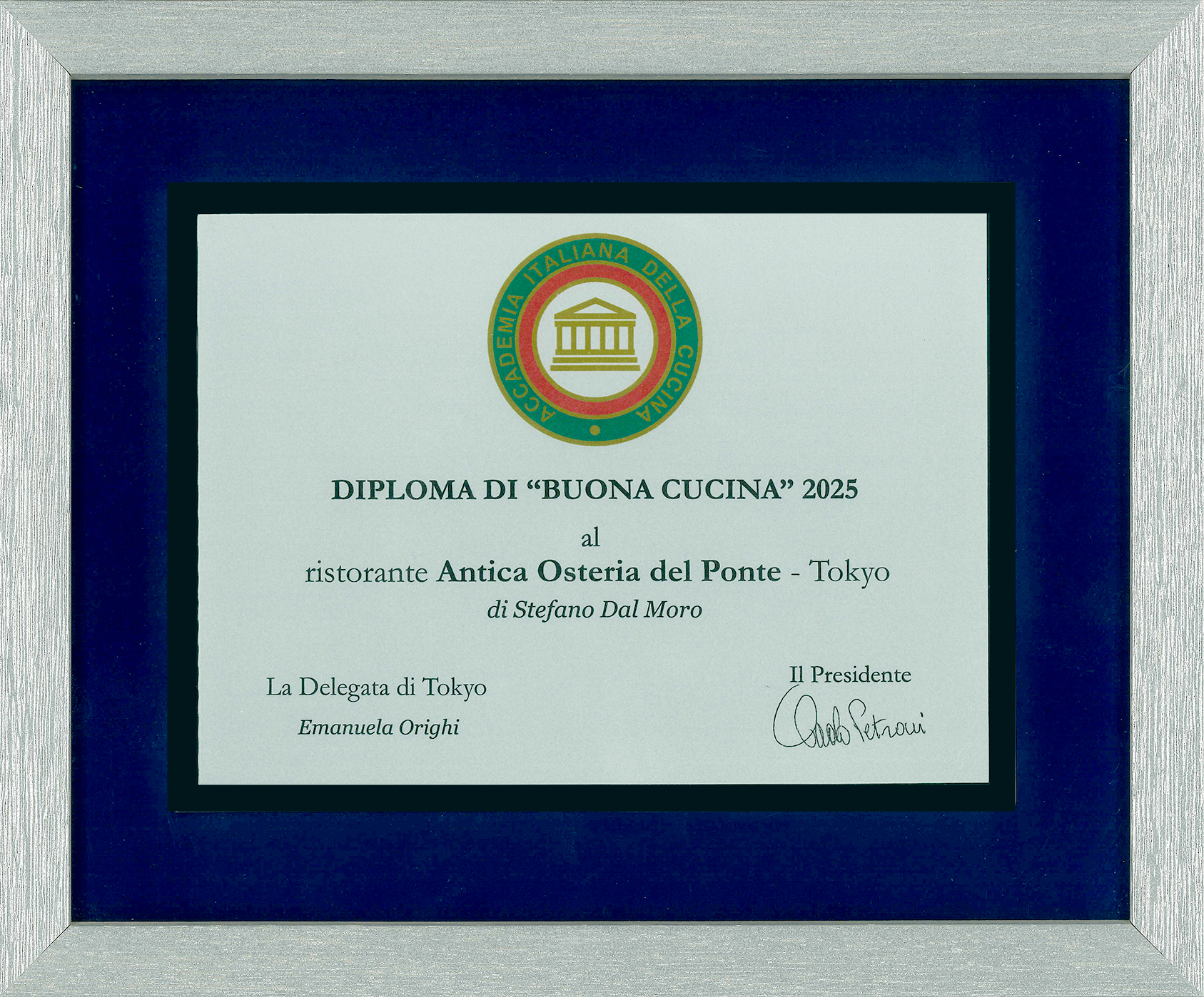 アンティカ オステリア デル ポンテが「Accademia Italiana della Cucina」の「ディプロマ・ディ・ブオーナ・クチーナ 2025」受賞！